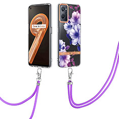 Handyhülle Silikon Hülle Gummi Schutzhülle Flexible Modisch Muster mit Fingerring Ständer Y06B für Oppo A96 4G Violett