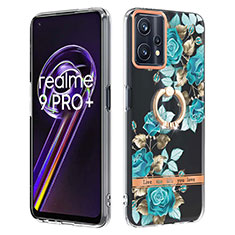 Handyhülle Silikon Hülle Gummi Schutzhülle Flexible Modisch Muster mit Fingerring Ständer Y06B für Realme 9 4G Cyan