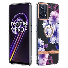 Handyhülle Silikon Hülle Gummi Schutzhülle Flexible Modisch Muster mit Fingerring Ständer Y06B für Realme 9 4G Violett