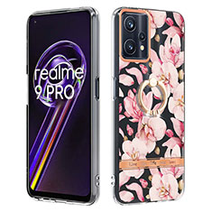 Handyhülle Silikon Hülle Gummi Schutzhülle Flexible Modisch Muster mit Fingerring Ständer Y06B für Realme 9 5G Rosa