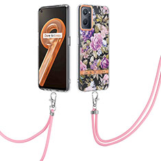 Handyhülle Silikon Hülle Gummi Schutzhülle Flexible Modisch Muster mit Fingerring Ständer Y06B für Realme 9i 4G Helles Lila