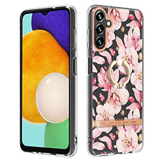 Handyhülle Silikon Hülle Gummi Schutzhülle Flexible Modisch Muster mit Fingerring Ständer Y06B für Samsung Galaxy A04s Rosa