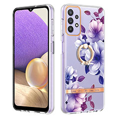 Handyhülle Silikon Hülle Gummi Schutzhülle Flexible Modisch Muster mit Fingerring Ständer Y06B für Samsung Galaxy A23 4G Violett