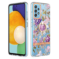 Handyhülle Silikon Hülle Gummi Schutzhülle Flexible Modisch Muster mit Fingerring Ständer Y06B für Samsung Galaxy A52 4G Helles Lila