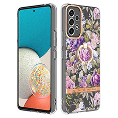 Handyhülle Silikon Hülle Gummi Schutzhülle Flexible Modisch Muster mit Fingerring Ständer Y06B für Samsung Galaxy A53 5G Helles Lila