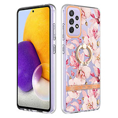 Handyhülle Silikon Hülle Gummi Schutzhülle Flexible Modisch Muster mit Fingerring Ständer Y06B für Samsung Galaxy A72 4G Rosa