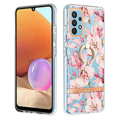 Handyhülle Silikon Hülle Gummi Schutzhülle Flexible Modisch Muster mit Fingerring Ständer Y06B für Samsung Galaxy M32 5G Rosa