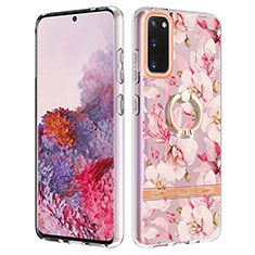 Handyhülle Silikon Hülle Gummi Schutzhülle Flexible Modisch Muster mit Fingerring Ständer Y06B für Samsung Galaxy S20 Rosa