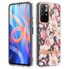 Handyhülle Silikon Hülle Gummi Schutzhülle Flexible Modisch Muster mit Fingerring Ständer Y06B für Xiaomi Poco M4 Pro 5G Rosa