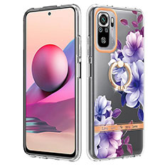 Handyhülle Silikon Hülle Gummi Schutzhülle Flexible Modisch Muster mit Fingerring Ständer Y06B für Xiaomi Poco M5S Violett