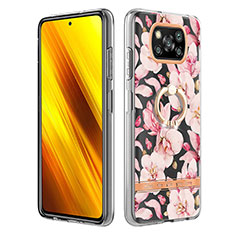 Handyhülle Silikon Hülle Gummi Schutzhülle Flexible Modisch Muster mit Fingerring Ständer Y06B für Xiaomi Poco X3 Pro Rosa