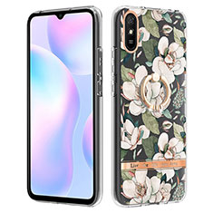 Handyhülle Silikon Hülle Gummi Schutzhülle Flexible Modisch Muster mit Fingerring Ständer Y06B für Xiaomi Redmi 9i Weiß