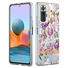 Handyhülle Silikon Hülle Gummi Schutzhülle Flexible Modisch Muster mit Fingerring Ständer Y06B für Xiaomi Redmi Note 10 Pro Max Helles Lila