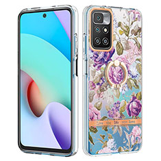 Handyhülle Silikon Hülle Gummi Schutzhülle Flexible Modisch Muster mit Fingerring Ständer Y06B für Xiaomi Redmi Note 11 4G (2021) Helles Lila