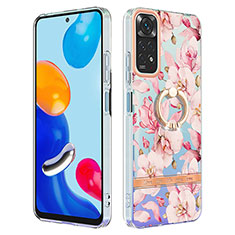 Handyhülle Silikon Hülle Gummi Schutzhülle Flexible Modisch Muster mit Fingerring Ständer Y06B für Xiaomi Redmi Note 11S 4G Rosa