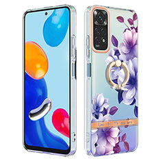 Handyhülle Silikon Hülle Gummi Schutzhülle Flexible Modisch Muster mit Fingerring Ständer Y06B für Xiaomi Redmi Note 11S 4G Violett