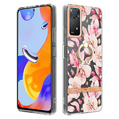 Handyhülle Silikon Hülle Gummi Schutzhülle Flexible Modisch Muster mit Fingerring Ständer Y06B für Xiaomi Redmi Note 12 Pro 4G Rosa