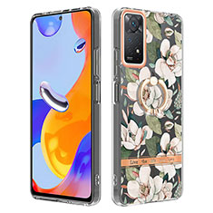 Handyhülle Silikon Hülle Gummi Schutzhülle Flexible Modisch Muster mit Fingerring Ständer Y06B für Xiaomi Redmi Note 12 Pro 4G Weiß