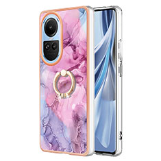 Handyhülle Silikon Hülle Gummi Schutzhülle Flexible Modisch Muster mit Fingerring Ständer YB1 für Oppo Reno10 Pro 5G Rosa