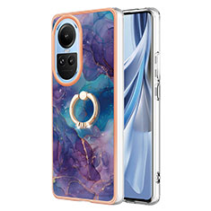 Handyhülle Silikon Hülle Gummi Schutzhülle Flexible Modisch Muster mit Fingerring Ständer YB1 für Oppo Reno10 Pro 5G Violett