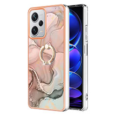 Handyhülle Silikon Hülle Gummi Schutzhülle Flexible Modisch Muster mit Fingerring Ständer YB1 für Xiaomi Redmi Note 12 Pro+ Plus 5G Rosa