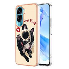 Handyhülle Silikon Hülle Gummi Schutzhülle Flexible Modisch Muster mit Fingerring Ständer YB2 für Huawei Honor 90 Lite 5G Kahki