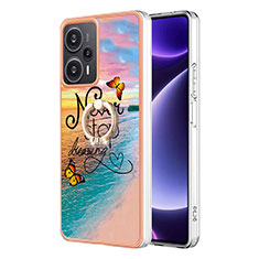 Handyhülle Silikon Hülle Gummi Schutzhülle Flexible Modisch Muster mit Fingerring Ständer YB3 für Xiaomi Redmi Note 12 Turbo 5G Plusfarbig