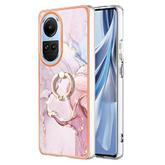 Handyhülle Silikon Hülle Gummi Schutzhülle Flexible Modisch Muster mit Fingerring Ständer YB5 für Oppo Reno10 Pro 5G Rosa