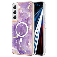 Handyhülle Silikon Hülle Gummi Schutzhülle Flexible Modisch Muster mit Mag-Safe Magnetic Magnetisch für Samsung Galaxy S23 5G Violett