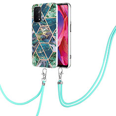 Handyhülle Silikon Hülle Gummi Schutzhülle Flexible Modisch Muster mit Schlüsselband Lanyard Y01B für Oppo A54 5G Nachtgrün