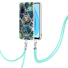 Handyhülle Silikon Hülle Gummi Schutzhülle Flexible Modisch Muster mit Schlüsselband Lanyard Y01B für Oppo A55 5G Nachtgrün