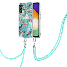Handyhülle Silikon Hülle Gummi Schutzhülle Flexible Modisch Muster mit Schlüsselband Lanyard Y01B für Samsung Galaxy A04s Minzgrün