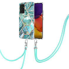 Handyhülle Silikon Hülle Gummi Schutzhülle Flexible Modisch Muster mit Schlüsselband Lanyard Y01B für Samsung Galaxy A05s Minzgrün