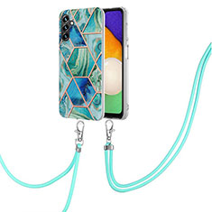 Handyhülle Silikon Hülle Gummi Schutzhülle Flexible Modisch Muster mit Schlüsselband Lanyard Y01B für Samsung Galaxy A13 5G Grün