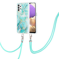 Handyhülle Silikon Hülle Gummi Schutzhülle Flexible Modisch Muster mit Schlüsselband Lanyard Y01B für Samsung Galaxy A23 4G Minzgrün