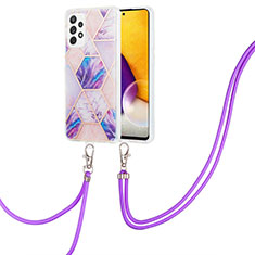 Handyhülle Silikon Hülle Gummi Schutzhülle Flexible Modisch Muster mit Schlüsselband Lanyard Y01B für Samsung Galaxy A53 5G Grün