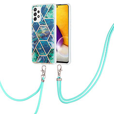 Handyhülle Silikon Hülle Gummi Schutzhülle Flexible Modisch Muster mit Schlüsselband Lanyard Y01B für Samsung Galaxy A72 4G Nachtgrün