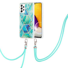 Handyhülle Silikon Hülle Gummi Schutzhülle Flexible Modisch Muster mit Schlüsselband Lanyard Y01B für Samsung Galaxy A72 5G Grün