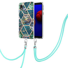 Handyhülle Silikon Hülle Gummi Schutzhülle Flexible Modisch Muster mit Schlüsselband Lanyard Y01B für Samsung Galaxy M01 Core Nachtgrün