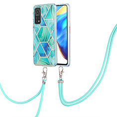 Handyhülle Silikon Hülle Gummi Schutzhülle Flexible Modisch Muster mit Schlüsselband Lanyard Y01B für Xiaomi Mi 10T 5G Grün