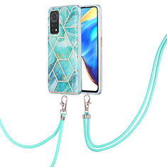 Handyhülle Silikon Hülle Gummi Schutzhülle Flexible Modisch Muster mit Schlüsselband Lanyard Y01B für Xiaomi Mi 10T Pro 5G Minzgrün