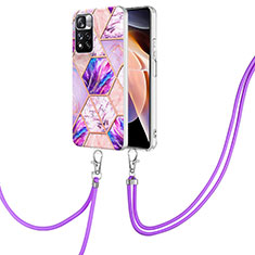 Handyhülle Silikon Hülle Gummi Schutzhülle Flexible Modisch Muster mit Schlüsselband Lanyard Y01B für Xiaomi Mi 11i 5G (2022) Helles Lila