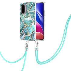 Handyhülle Silikon Hülle Gummi Schutzhülle Flexible Modisch Muster mit Schlüsselband Lanyard Y01B für Xiaomi Mi 11i 5G Grün