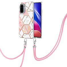 Handyhülle Silikon Hülle Gummi Schutzhülle Flexible Modisch Muster mit Schlüsselband Lanyard Y01B für Xiaomi Mi 11X 5G Rosa