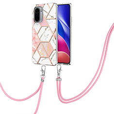 Handyhülle Silikon Hülle Gummi Schutzhülle Flexible Modisch Muster mit Schlüsselband Lanyard Y01B für Xiaomi Mi 11X Pro 5G Rosa