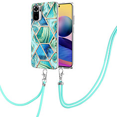 Handyhülle Silikon Hülle Gummi Schutzhülle Flexible Modisch Muster mit Schlüsselband Lanyard Y01B für Xiaomi Poco M5S Minzgrün