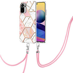 Handyhülle Silikon Hülle Gummi Schutzhülle Flexible Modisch Muster mit Schlüsselband Lanyard Y01B für Xiaomi Poco M5S Rosa