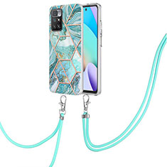 Handyhülle Silikon Hülle Gummi Schutzhülle Flexible Modisch Muster mit Schlüsselband Lanyard Y01B für Xiaomi Redmi 10 (2022) Minzgrün