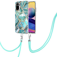 Handyhülle Silikon Hülle Gummi Schutzhülle Flexible Modisch Muster mit Schlüsselband Lanyard Y01B für Xiaomi Redmi Note 10S 4G Grün