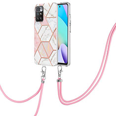 Handyhülle Silikon Hülle Gummi Schutzhülle Flexible Modisch Muster mit Schlüsselband Lanyard Y01B für Xiaomi Redmi Note 11 4G (2021) Rosa